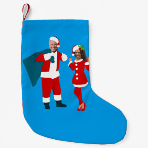 Meia De Natal Pequena joe biden papais noeis kamala harris natal azul