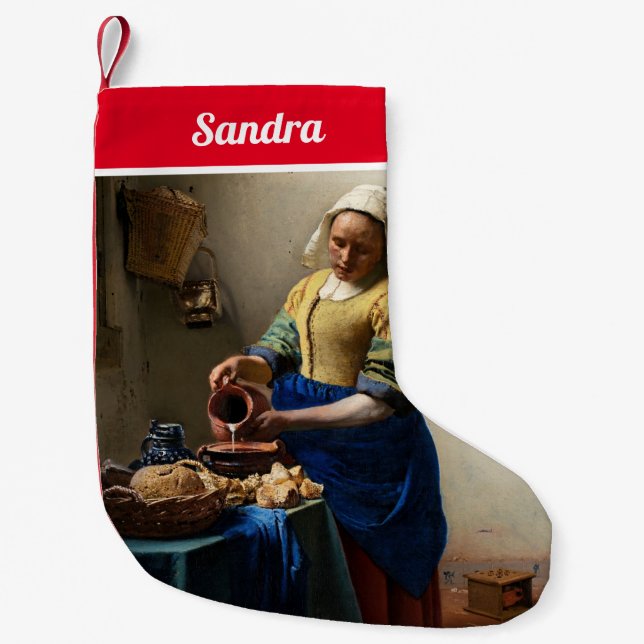 Meia De Natal Pequena Johannes Vermeer - A Milkmaid (Frente)