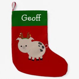 Meia De Natal Pequena Jolly Reindeer Spotted Pet Pig Stocking