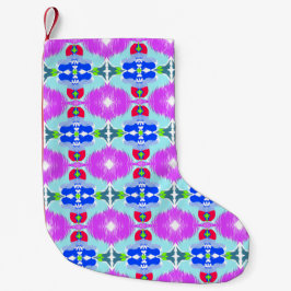 Meia De Natal Pequena Kaleidoscópio Flor Azure