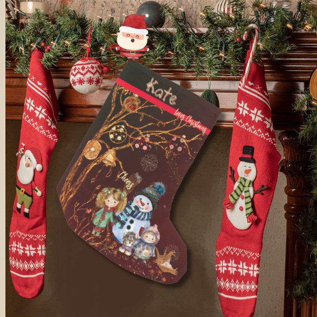 Meia De Natal Pequena Kate ama o Natal (Kate loves Christmas Small Christmas Stocking)