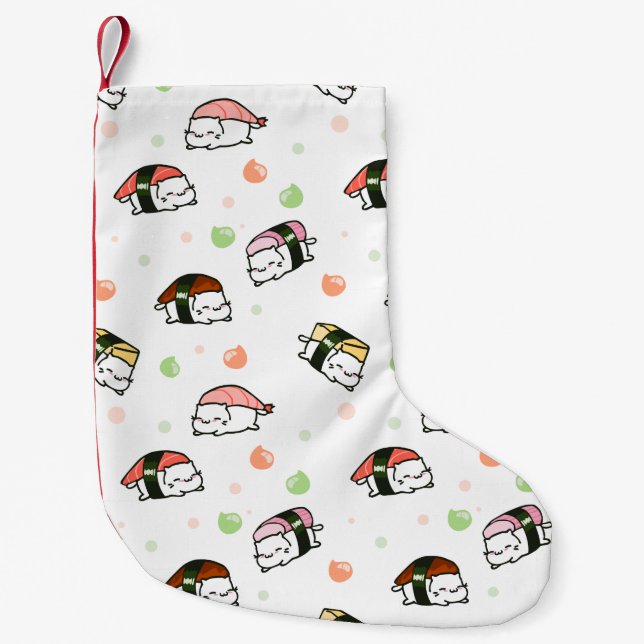 Meia De Natal Pequena Kawaii Neko Nigiri (Frente)