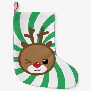 Meia De Natal Pequena Kawaii Reindeer Christmas Stocks
