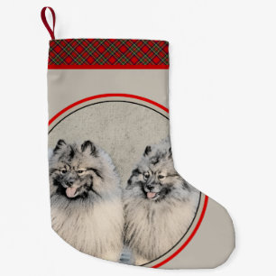 Meia De Natal Pequena Keeshond Brothers Painting - Arte Original de Cach