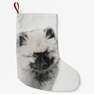 Meia De Natal Pequena Keeshond Puppy Drapy - Arte Cachorro Original Boni