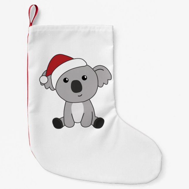 Meia De Natal Pequena Koala Christmas Snow Winter Animais Koalas Adulto  (Frente)