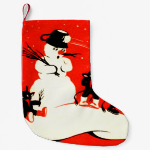 Meia De Natal Pequena Krampus Boneco de Neve Interruptor de Bola de Neve