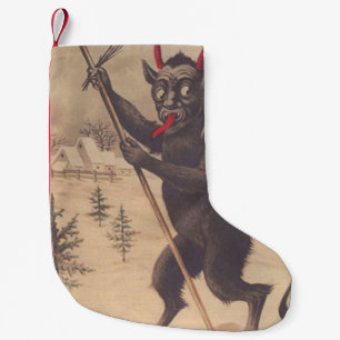 Meia De Natal Pequena Krampus Seqüestra Pessoas Esqui Interruptor Invern