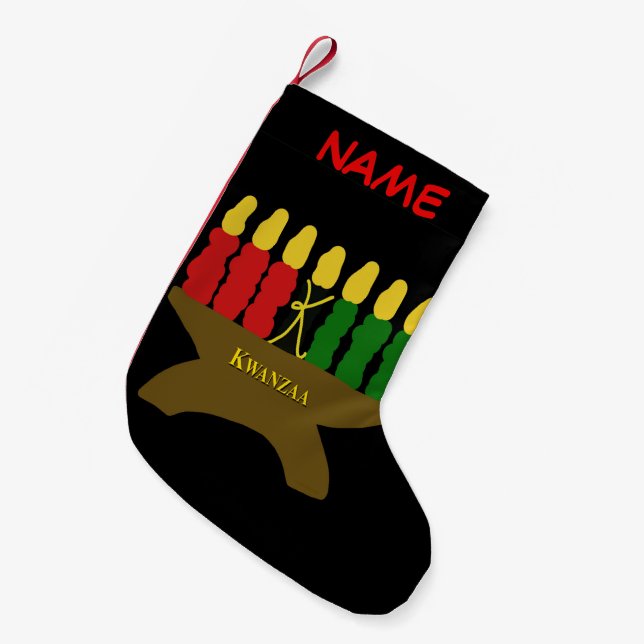 Meia De Natal Pequena Kwanzaa Art Christmas Stocks (Frente (Pendurada))