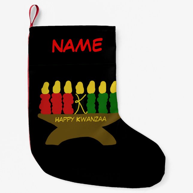 Meia De Natal Pequena Kwanzaa Art Christmas Stocks (Frente)