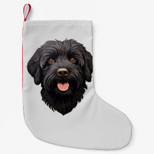 Meia De Natal Pequena Labradoodle Black Dog