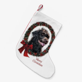 Meia De Natal Pequena Labradoodle Christmas