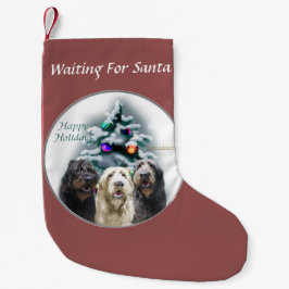 Meia De Natal Pequena Labradoodle Trio Christmas