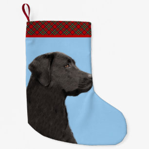 Meia De Natal Pequena Labrador Retriever Black Painting Original Dog Art