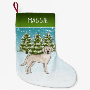 Meia De Natal Pequena Labrador Retriever Creme de Natal e Nome Personali
