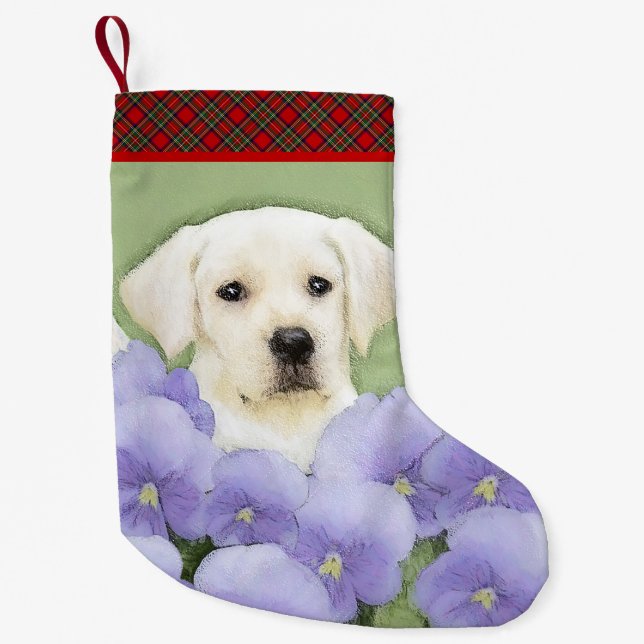Meia De Natal Pequena Labrador Retriever Puppy Pintura Original (Frente)