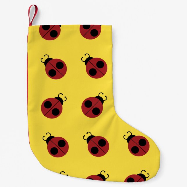 Meia De Natal Pequena Ladybug 60s retro legal vermelho (Frente)