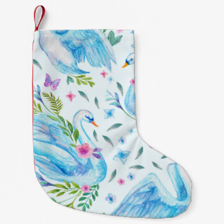 Meia De Natal Pequena Lago cisne, padrão sem costura aguado de cor d'águ