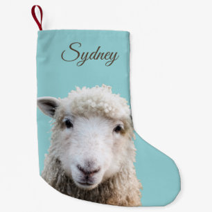 Meia De Natal Pequena Lamb no Blue Custom Christmas Stocks