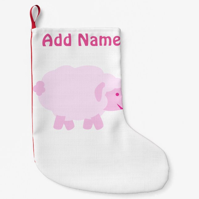 Meia De Natal Pequena Lâmpada Rosa precioso (Frente)