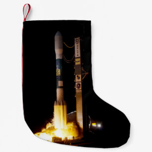 Meia De Natal Pequena Lançamento de Rocket de espaço da noite