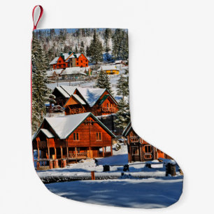 Meia De Natal Pequena Landscapemountain,ski,neve,inverno,ativo,ar,frio