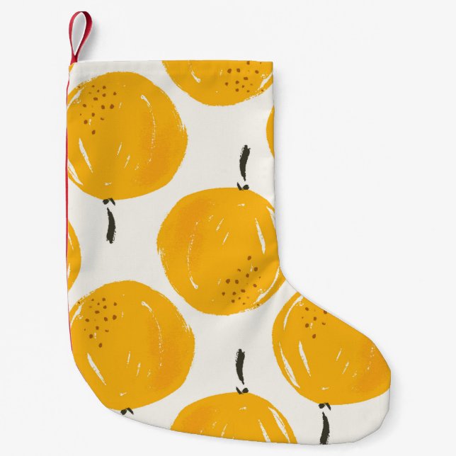 Meia De Natal Pequena Laranjas aquarelas fruta ilustração manual pintada (Frente)