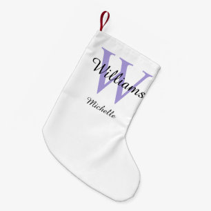 Meia De Natal Pequena Lavanda com Monograma Personalizado