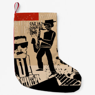 Meia De Natal Pequena legal safra de poster de jazz com trompete