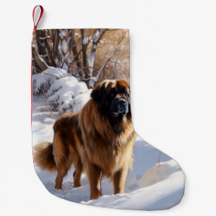 Meia De Natal Pequena Leonberger Deixa-O Neve Natal