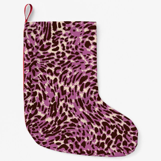 Meia De Natal Pequena Leopard Pattern, Leopard Print, Animal print,  (Frente)