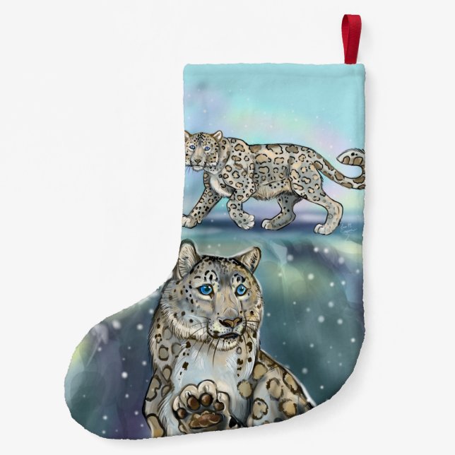 Meia De Natal Pequena Leopardo de neve (Verso)