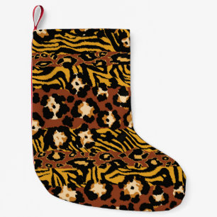 Meia De Natal Pequena Leopardo, pele de tigre, padrão selvagem.