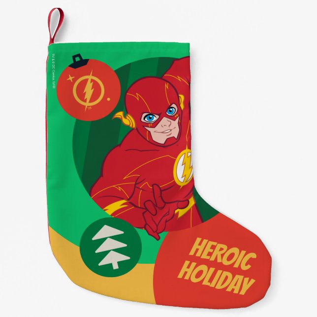Meia De Natal Pequena Liga da Justiça - Balança de Feriado Flash (Frente)