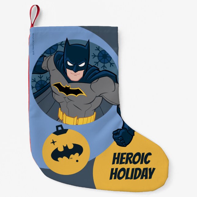 Meia De Natal Pequena Liga da Justiça Batman Holiday Bauble (Frente)