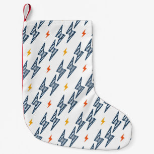 Meia De Natal Pequena Lightning Bolts Doodle Seamless Flash