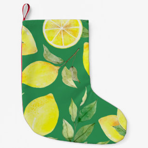 Meia De Natal Pequena limão,padrão de aquarela,fundo,fruta,papel de pare