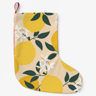 Meia De Natal Pequena Limão Vintage: Textura de Fruta sem costura.