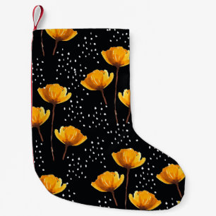 Meia De Natal Pequena Linda ilustração de flores e bolinhas