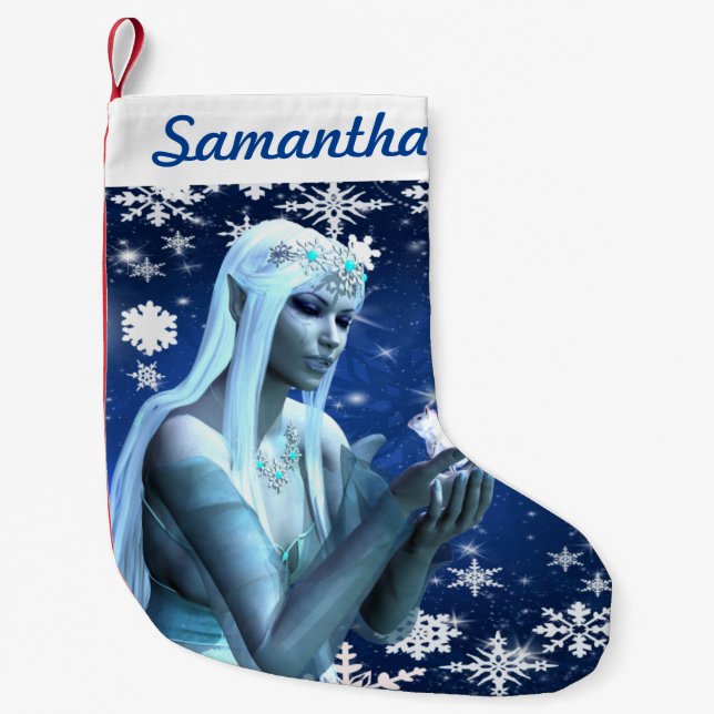 Meia De Natal Pequena Linda Rainha de Neve (Frente)