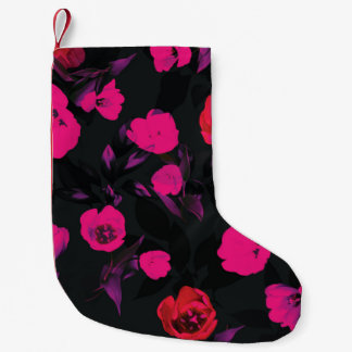 Meia De Natal Pequena Lindas flores de tulipa de aquarela sem costura