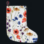 Meia De Natal Pequena Lindas flores silvestres, aquarela, papoila, giras<br><div class="desc">Lindas flores silvestres, aquarela, papoila, girassol, camomila, fundo</div>