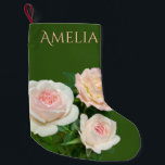 Meia De Natal Pequena Lindas rosas rosa-brancas românticas<br><div class="desc">Rosas rosas brancas e rosadas românticas,  adicione seu próprio nome! - a cor de fundo também é personalizável!</div>