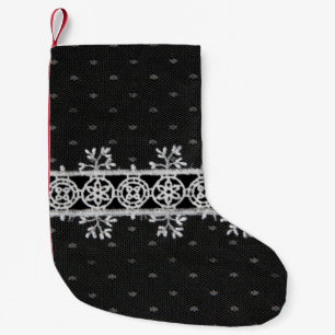 Meia De Natal Pequena linha de trabalho em preto