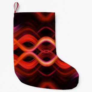 Meia De Natal Pequena Linhas de onda vermelha geométrica design.