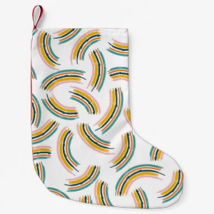 Meia De Natal Pequena Linhas e formas coloridas pastel. Forma arco-íris