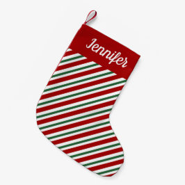 Meia De Natal Pequena Listras Vermelhas Verdes Personalizadas