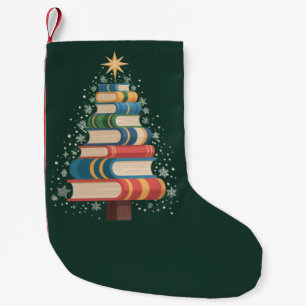 Meia De Natal Pequena Livros de Natal Professor Árvore Leitura Férias de