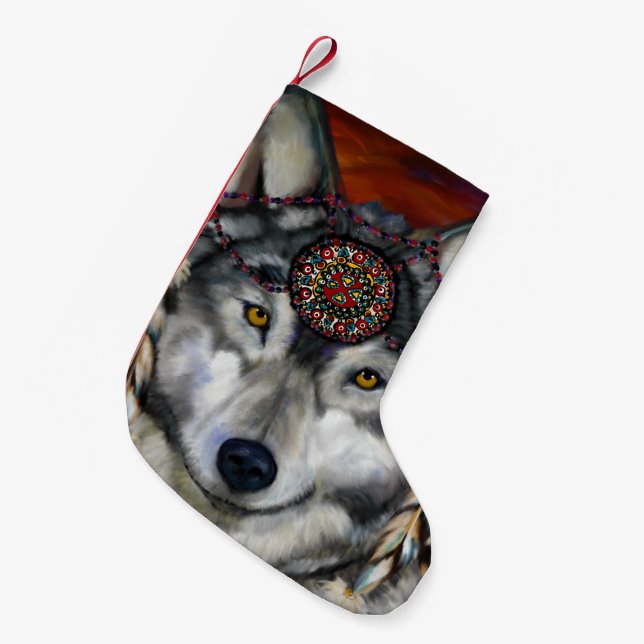 MEIA DE NATAL PEQUENA LOBO CINZA (Frente (Pendurada))