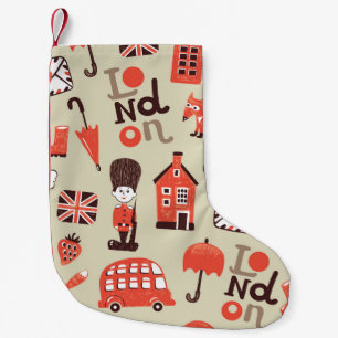 Meia De Natal Pequena London Childish Design de Padrão Engraçado